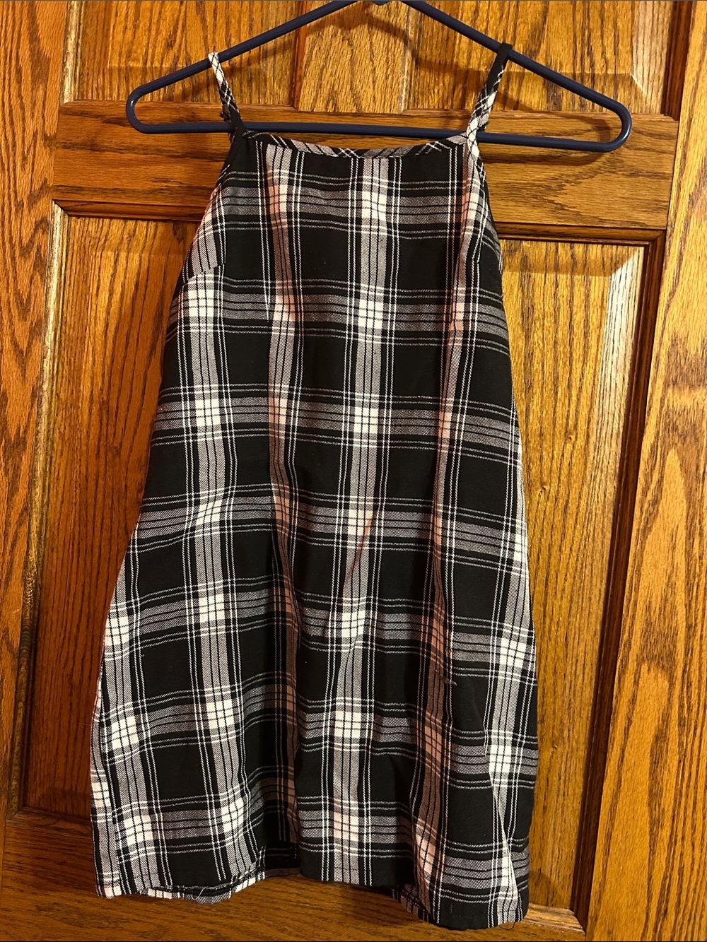 ROMWE Black & White Plaid Mini Dress